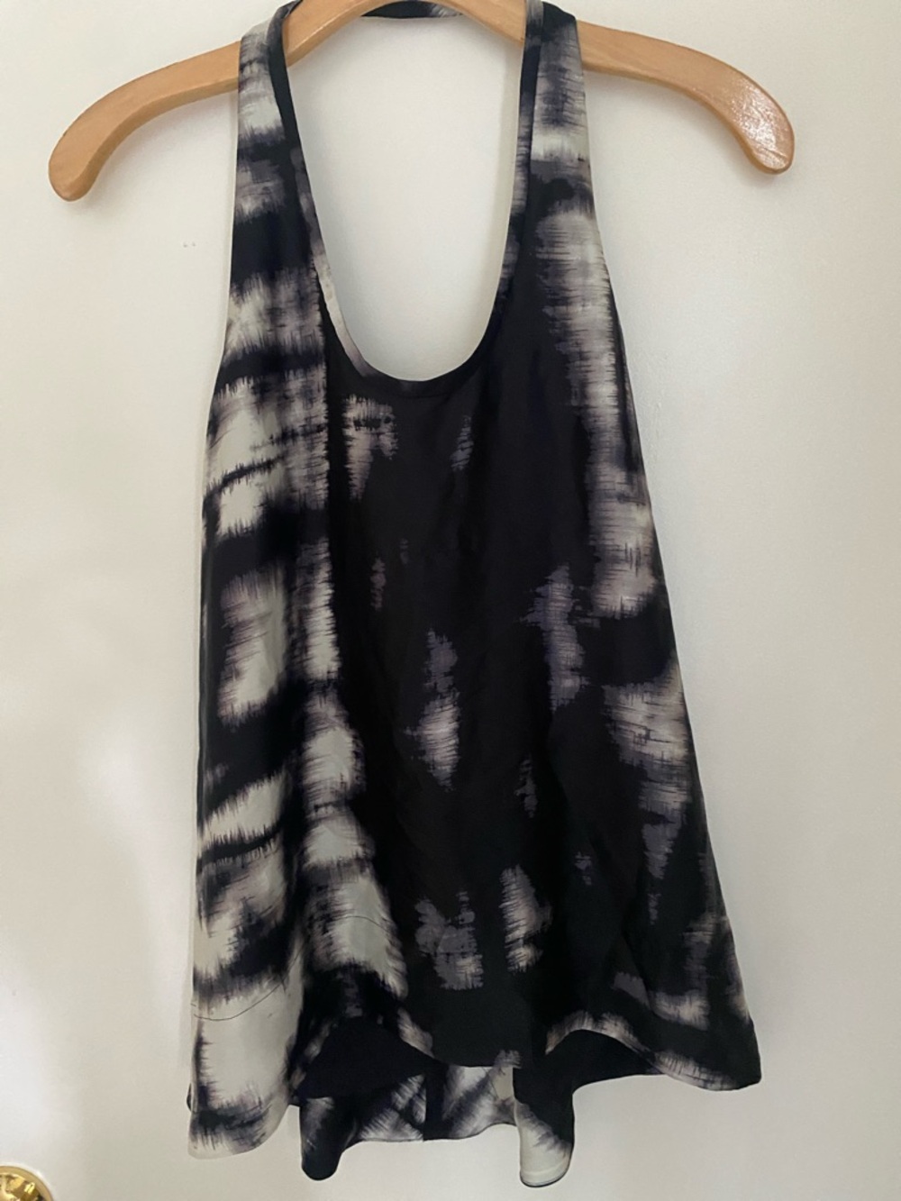 BCBGMaxAzria Black and White Tie-Dye Racerback Tank